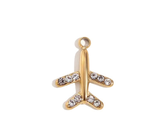 Zirconia Mini Airplane Charm