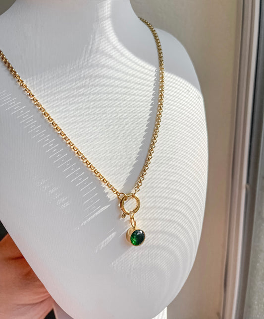 O-Shaped Chain Necklace (Birthstones)