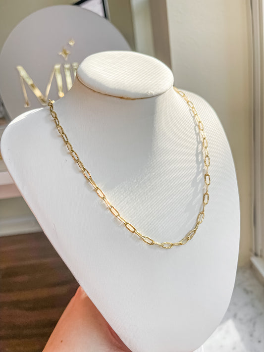 Embossed Chain Necklace (Charm Bar)